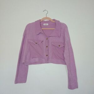 Sunland 17 Pink Purple Terry Crop Jacket